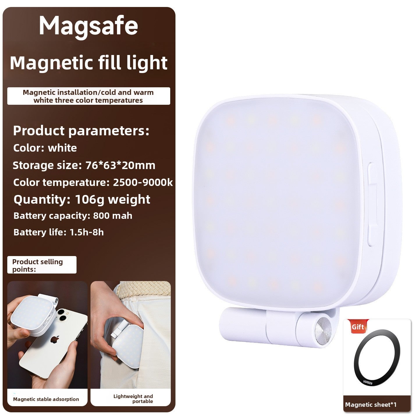 Magnetic Portable Makeup Mirror Light