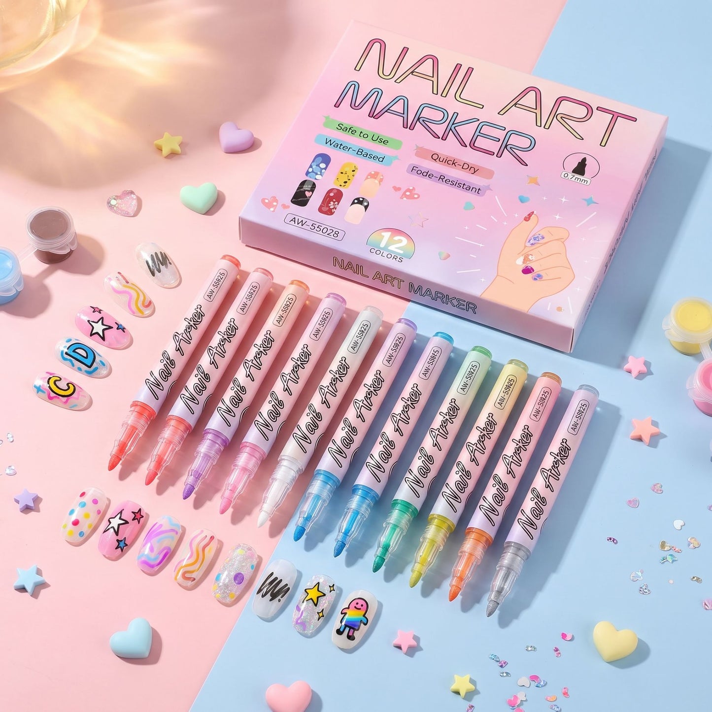 Azyraa ArtNails™ – 12 Color Marker Set